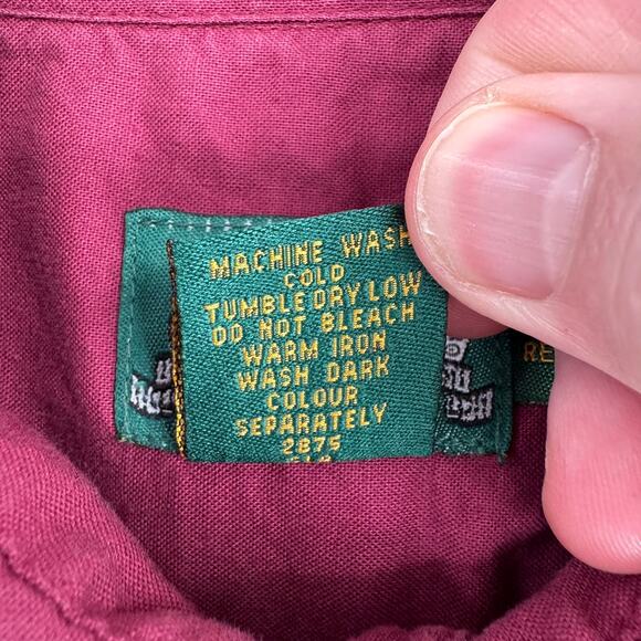 Cabela's Long Sleeve Button Down Shirt Mens XL Red Burgundy - Picture 10 of 12